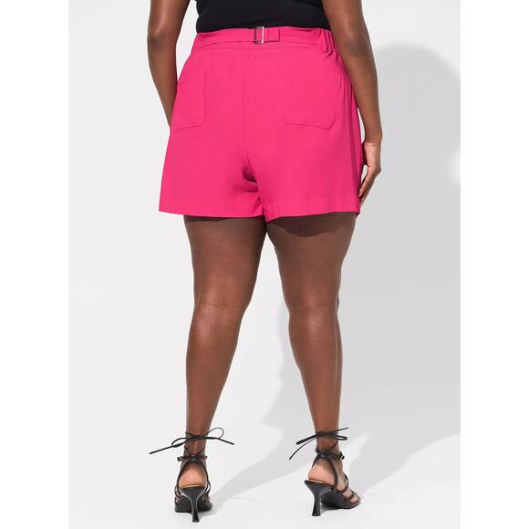 Torrid Pink Peacock Pull On Wide Leg Studio Crepe Short Size 14 - Picture 2 of 10